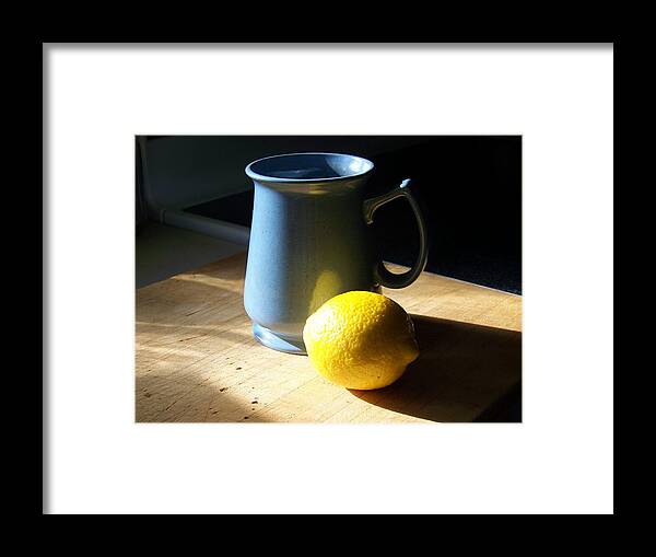 Blue Framed Print featuring the photograph On The Table 3 - Photograph by Jackie Mueller-Jones