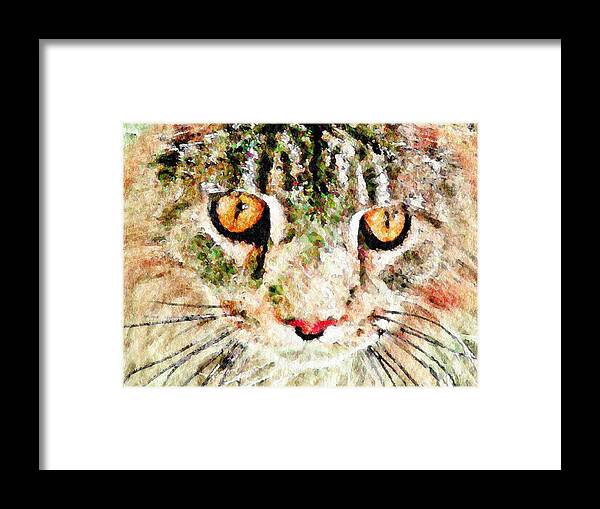 Cat Framed Print featuring the digital art One Cool Cat by Terry Mulligan