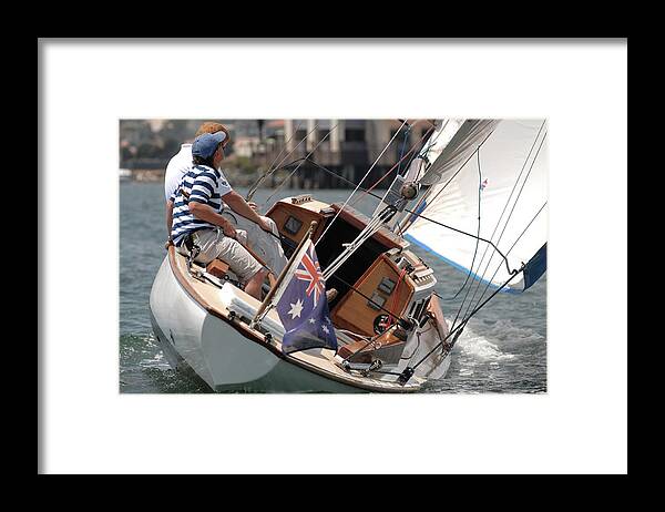 Sailing. Classic Sailboat Wooden Boat Framed Print featuring the photograph One fine day by David Shuler