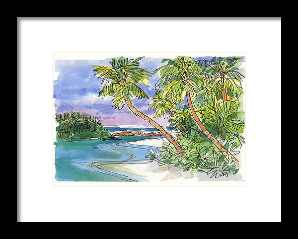 Cook Islands Framed Print featuring the painting One-Foot-Island, Aitutaki by Judith Kunzle