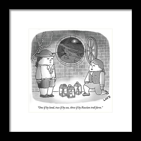 One If By Land Framed Print featuring the drawing One if by Land by Lars Kenseth