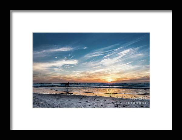 Beach Framed Print featuring the photograph One Last Surf at Solana Beach by David Levin