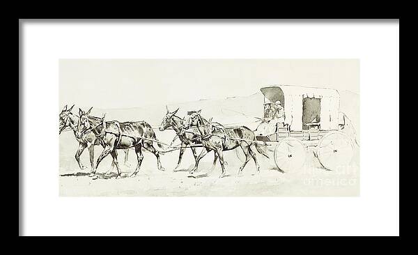 Pioneer Framed Print featuring the drawing One of Williamson's Stages by Frederic Remington