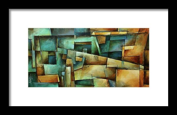 Abstract Framed Print featuring the painting 'One Way' by Michael Lang