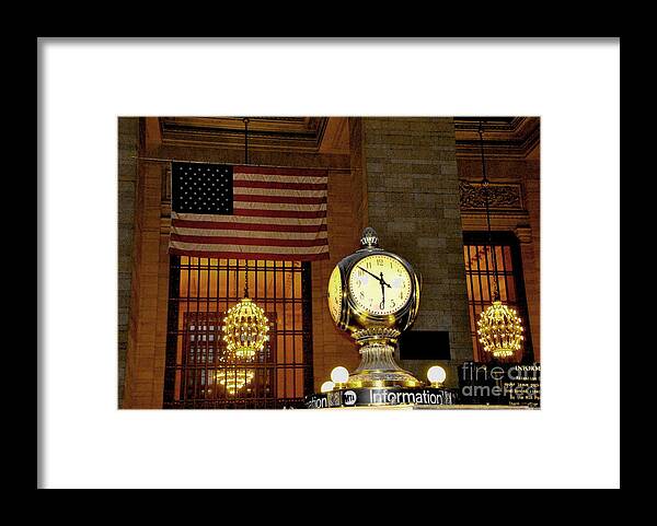 New York Framed Print featuring the photograph Opal Atomic Clock at Grand Central by Jacqueline M Lewis