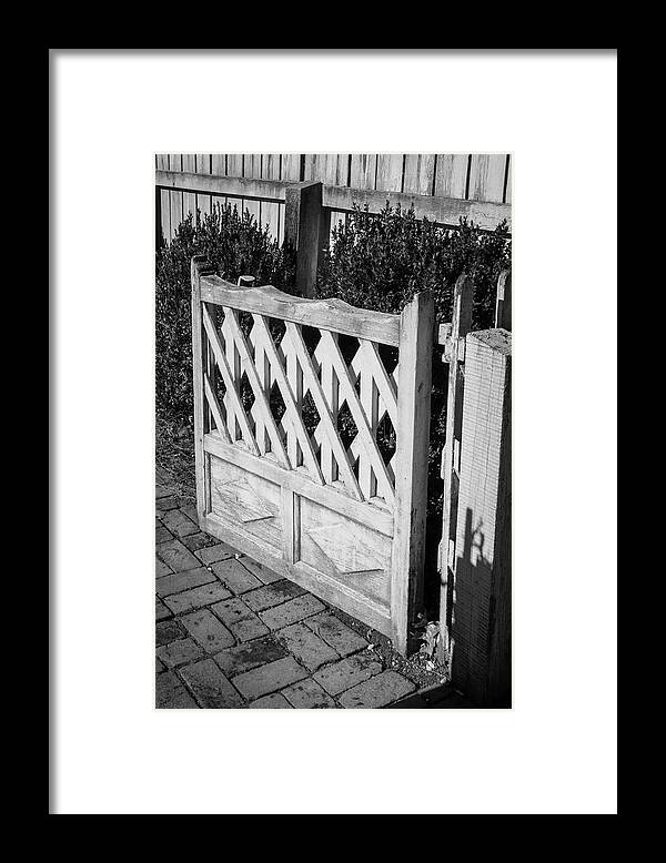 2015 Framed Print featuring the photograph Open Garden Gate B W by Teresa Mucha