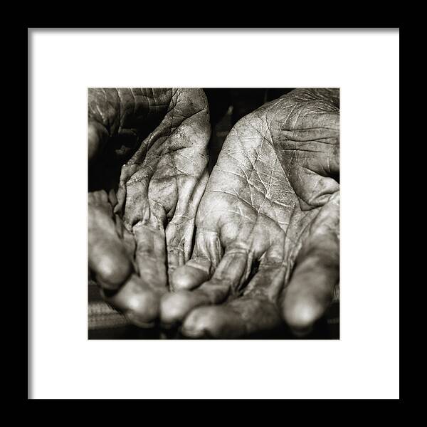 Hands Framed Print featuring the photograph Two Old Hands Of a Woman in the Philippines showing age by Skip Nall