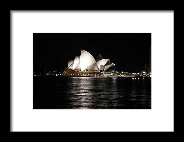 Opera House Sydney Australia Night Framed Print featuring the photograph Opera house by Elvira Di Domenico