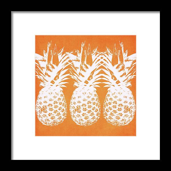 Pineapple Framed Print featuring the painting Orange and White Pineapples- Art by Linda Woods by Linda Woods