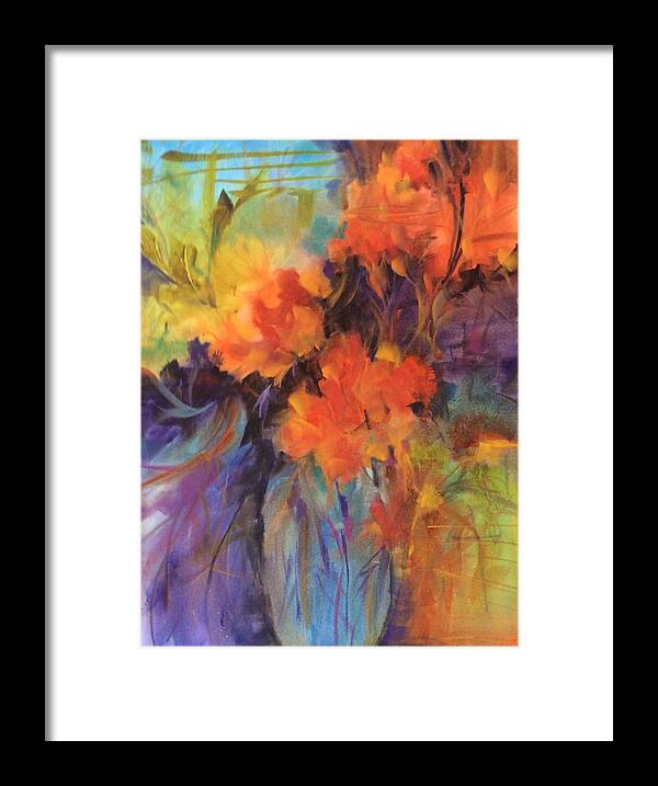 Floral Framed Print featuring the painting Orange Bouquet by Karen Ann Patton
