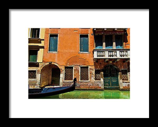 Orange Building Framed Print featuring the photograph Orange Building and Gondola by Harry Spitz