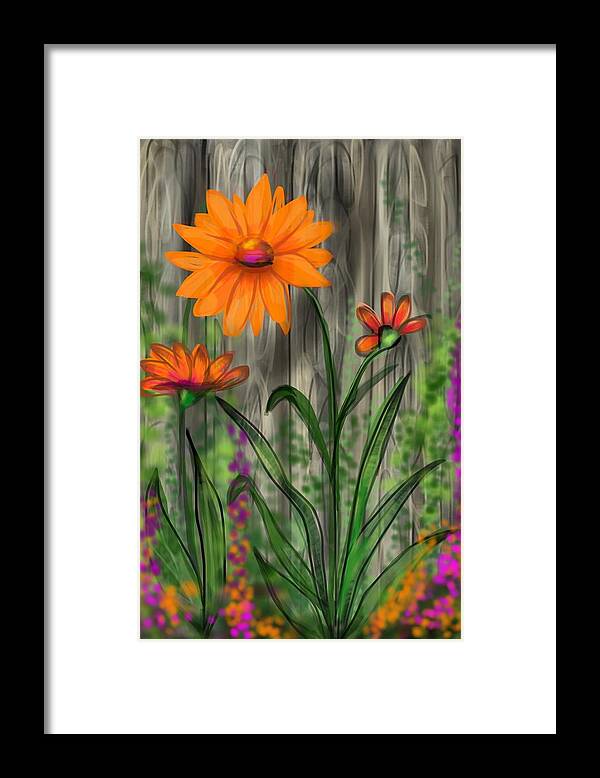 Flowers Framed Print featuring the painting Orange daisy by Kathleen Hromada
