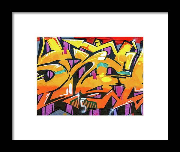 Abstract Framed Print featuring the photograph Orange Lettering Urban Art by SR Green