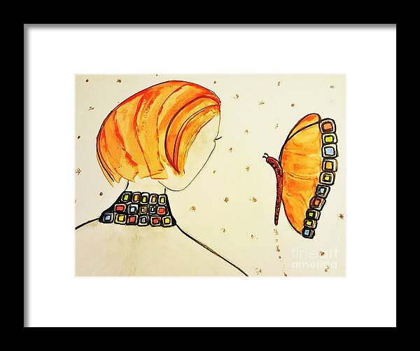 Butterfly Framed Print featuring the painting Orange match by Jasna Gopic