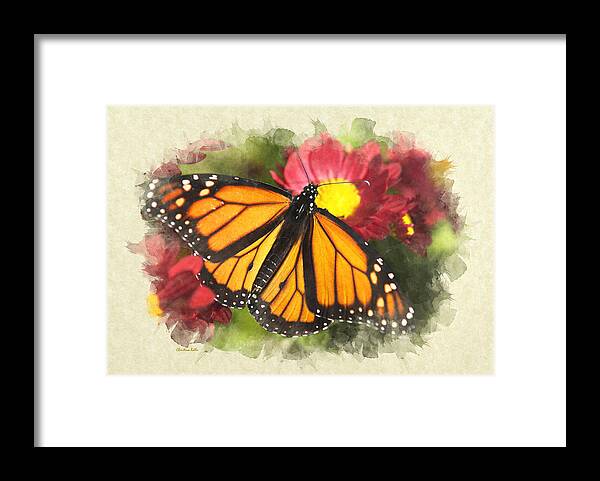 Note Card Framed Print featuring the mixed media Note Card Monarch Butterfly by Christina Rollo