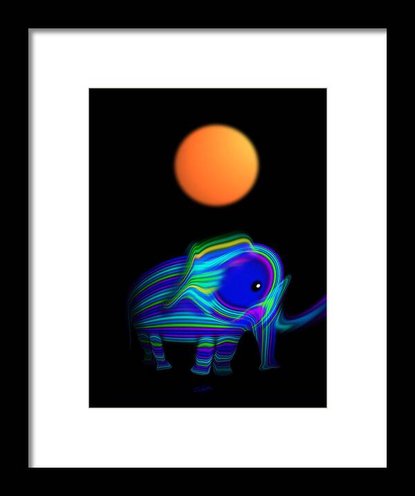 Elephant Framed Print featuring the painting Orange Moon by Charles Stuart
