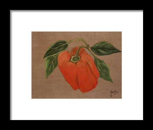 Orange Pepper Framed Print featuring the painting Orange Pepper by Suzon Lemar