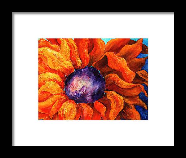 Sunflower Framed Print featuring the painting Orange Sunflower by Sally Quillin