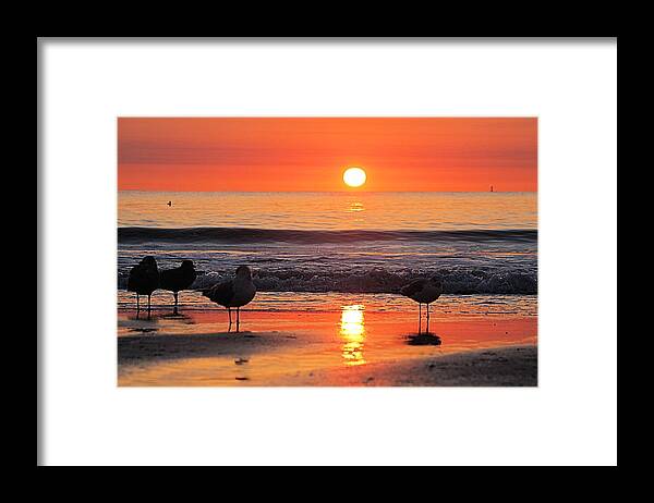 Atlantic Ocean Framed Print featuring the photograph Orange Sunrise Shine by Robert Banach