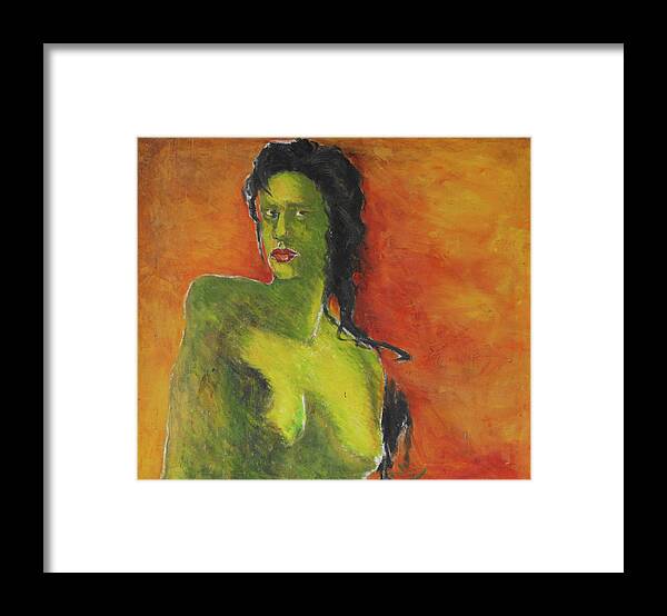 Impression Framed Print featuring the painting Orange by Zhen Fen