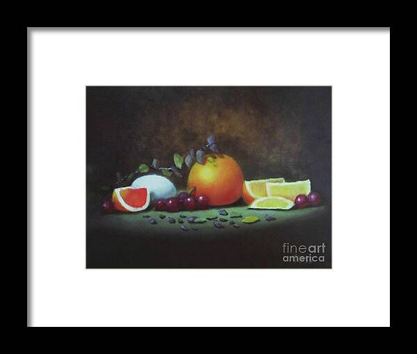 Still Life Framed Print featuring the painting Oranges and Egg by Tina Glass