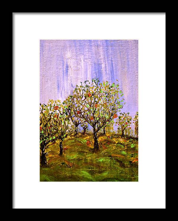 Orchard Framed Print featuring the painting Orchard by Evelina Popilian