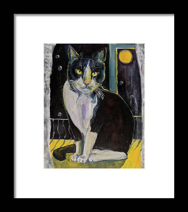 Cat Framed Print featuring the painting Oreo by Maxim Komissarchik