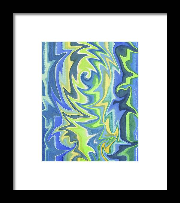 Abstract Framed Print featuring the painting Organic Abstract Swirls Cool Blues by Irina Sztukowski