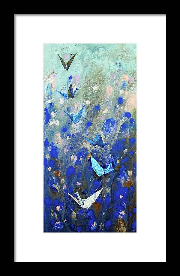 Origami Framed Print featuring the painting Origami Cranes by Michael Creese
