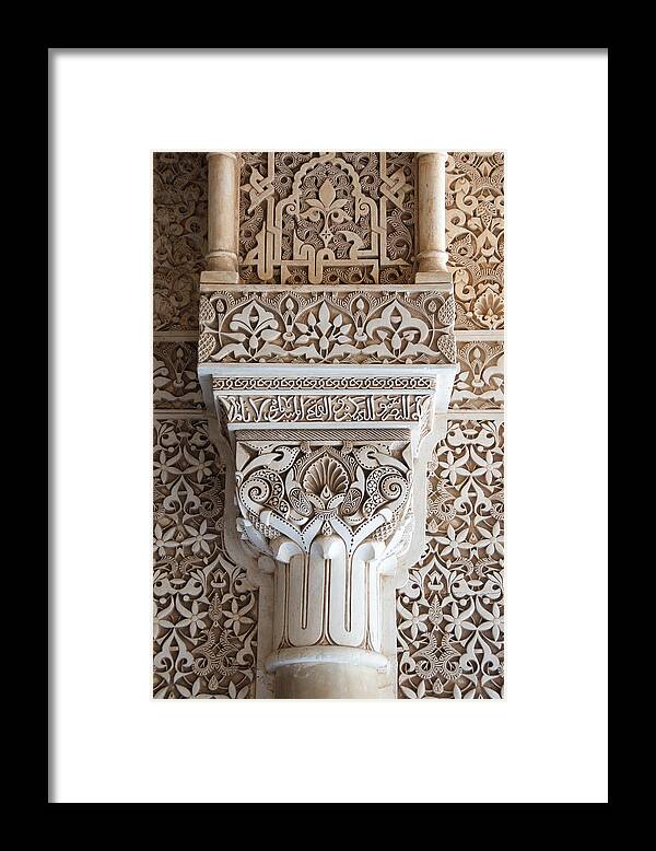 Alhambra Framed Print featuring the photograph Ornate Column Alhambra by David Kleinsasser