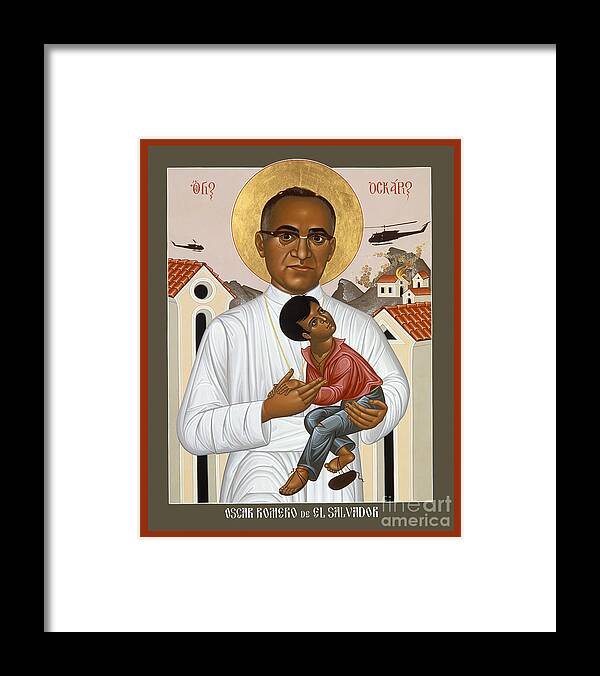 St. Oscar Romero Of El Salvado Framed Print featuring the painting St. Oscar Romero of El Salvado - RLOSR by Br Robert Lentz OFM