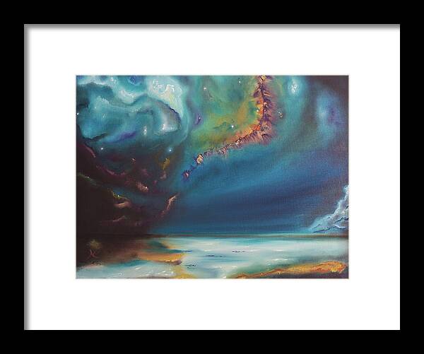 Space Framed Print featuring the painting Otherwordly by Neslihan Ergul Colley