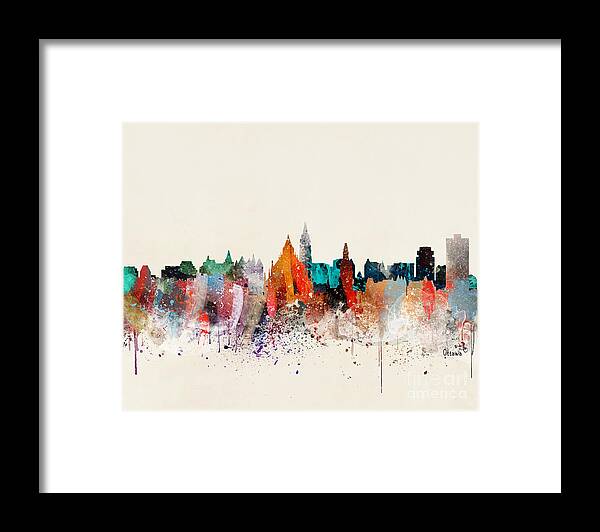 Ottawa Cityscape Framed Print featuring the painting Ottawa Skyline by Bri Buckley