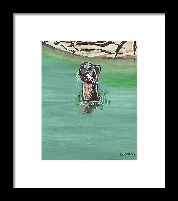 Otter Framed Print featuring the painting Otter in amazon river by Paul Fields