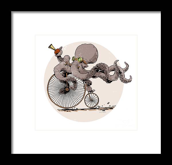 Octopus Framed Print featuring the digital art Otto's Sweet Ride by Brian Kesinger