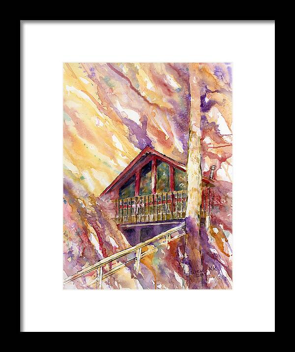Adirondack Framed Print featuring the painting Our Adirondack Camp by Wendy Keeney-Kennicutt
