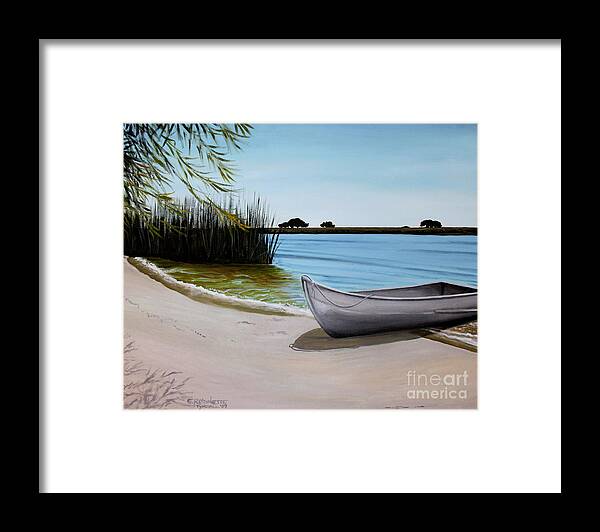 Landscape Framed Print featuring the painting Our Beach by Elizabeth Robinette Tyndall
