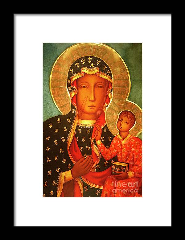 Black Madonna Of Czestochowa Framed Print featuring the painting Our Lady of Czestochowa by Polish School