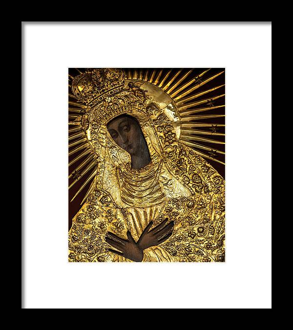 Virgin Mary Framed Print featuring the painting Poland Polish Virgin Mary Our Lady Black Madonna Vilnius Religious christian catholic Image Wall Art by Magdalena Walulik