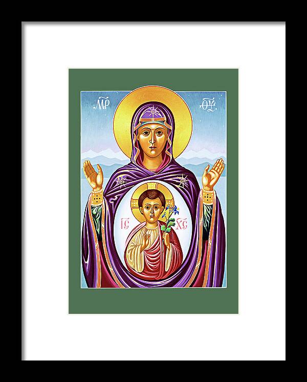 Icon Framed Print featuring the painting Our Lady of the New Advent by Munir Alawi