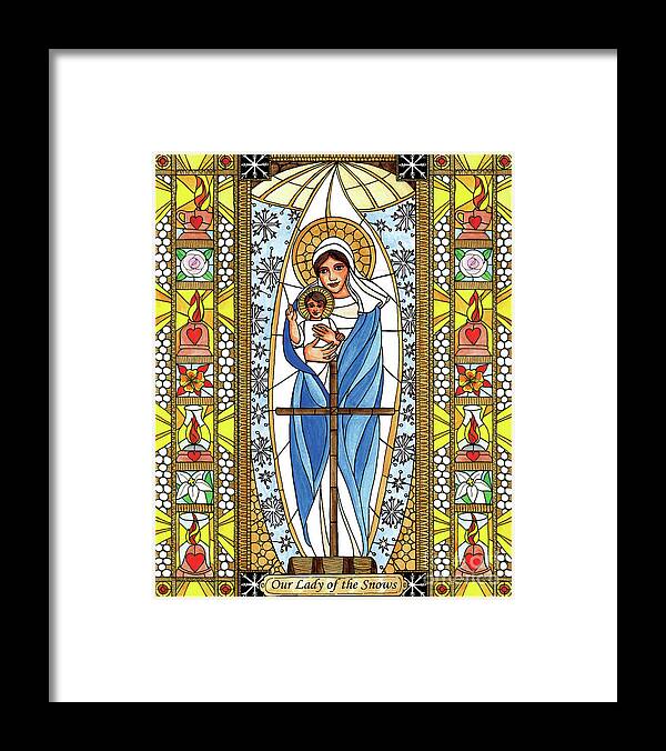 Our Lady Of The Snows Framed Print featuring the painting Our Lady of the Snows by Brenda Nippert