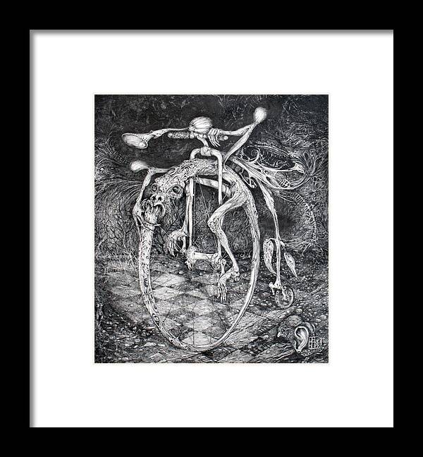 Ouroboros Framed Print featuring the drawing Ouroboros Perpetual Motion Machine by Otto Rapp