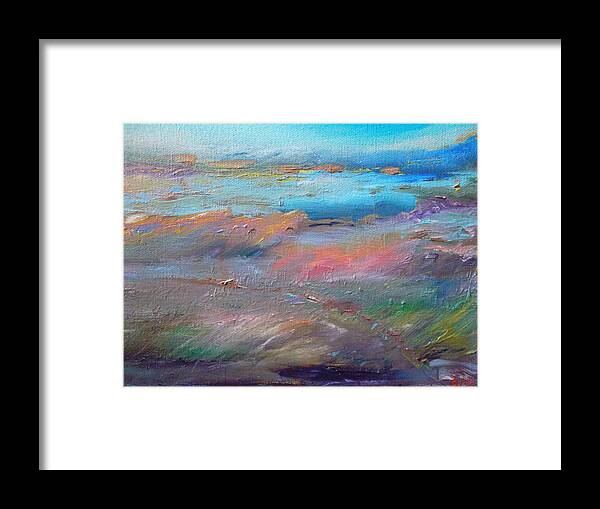 Abstract Framed Print featuring the painting Out of the Blue by Susan Esbensen