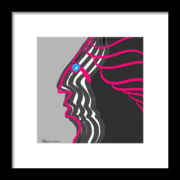 Face Framed Print featuring the digital art Out of the Darkness by Jeffrey Quiros