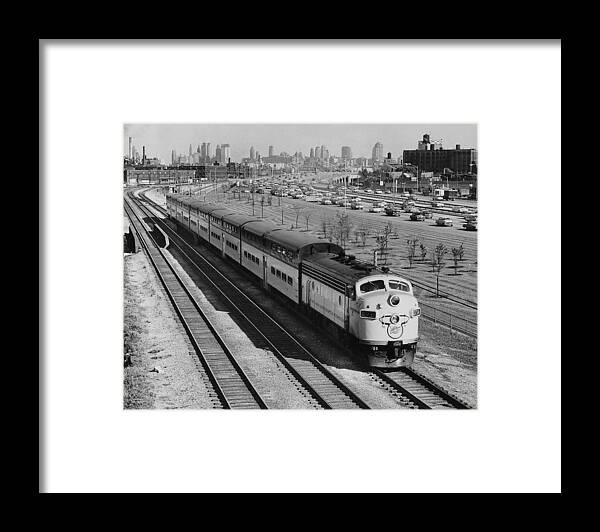 Chicago Framed Print featuring the photograph Outbound Train On Kennedy Expressway - 1961 by Chicago and North Western Historical Society