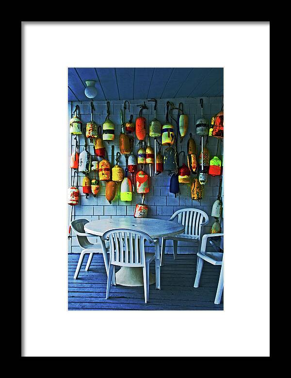 Cafe Framed Print featuring the photograph Outdoor cafe, Block Island, RI by Bill Jonscher