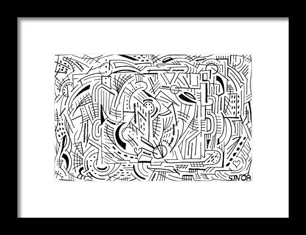 Mazes Framed Print featuring the drawing Outside the Box by Steven Natanson