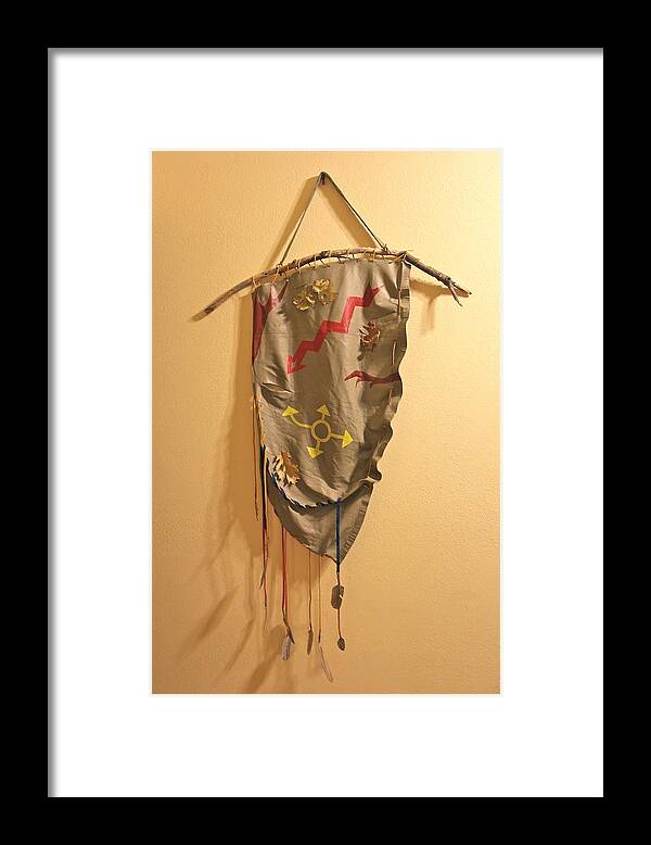 Mixed Media Framed Print featuring the mixed media Outsider Leather Hanging I by Michele Myers
