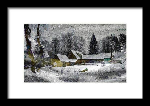 House Framed Print featuring the mixed media My Jurmala in Winter by Aleksandrs Drozdovs