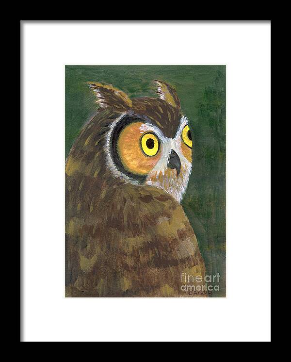 Owl Framed Print featuring the painting Owl 2009 by Lilibeth Andre